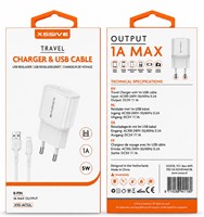 Xssive Reiseladegerät 1A mit 8-Pin Kabel (iPhone) XSS-AC52L - Weiß-2