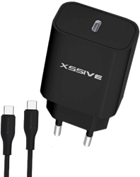 Xssive PD 20W Quick Charger + USB-C to USB-C Cable XSS-AC65NB CC - Black 