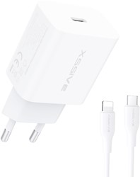 Xssive PD 20W Quick Charger + USB-C to iPhone Cable XSS-AC65NW CL - White 