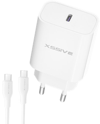Xssive PD 20W Quick Charger + USB-C to USB-C Cable XSS-AC65NW CC - White 