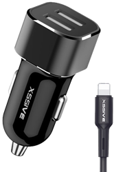 Xssive Duo Auto Ladegerät + 8-Pin Kabel 2.4A - Schwarz 