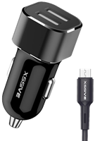 Xssive Duo Car Charger + Micro USB Cable 2.4A - Black 