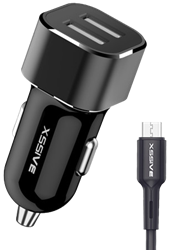 Xssive Duo Car Charger + Micro USB Cable 2.4A - Black 