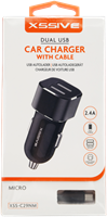 Xssive Duo Car Charger + Micro USB Cable 2.4A - Black -2