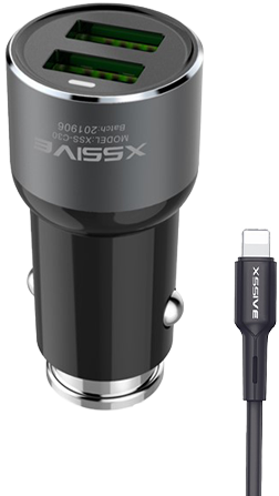 Xssive Duo Auto Ladegerät + 8-Pin Kabel 3.6A - Schwarz 
