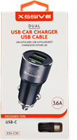 Xssive Duo Car Charger + USB-C Cable 3.6A - Black -2