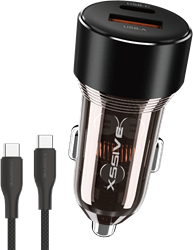 Xssive 60W PD Schnellladegerät Auto mit USB-C auf USB-C Kabel XSS-CC40N CC 