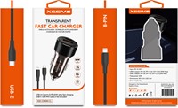 Xssive 60W Fast Car Charger with USB-C to 8-Pin Cable XSS-CC40N CL -2