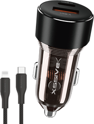 Xssive 60W Schnellladegerät Auto mit USB-C auf 8-Pin Kabel XSS-CC40N CL 