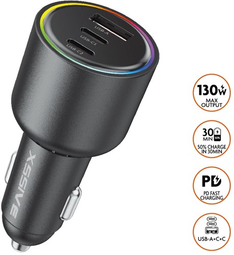 Xssive 130W Ultra Fast Autoladegerät XSS-CC50 (2x USB-C + 1x USB-A)