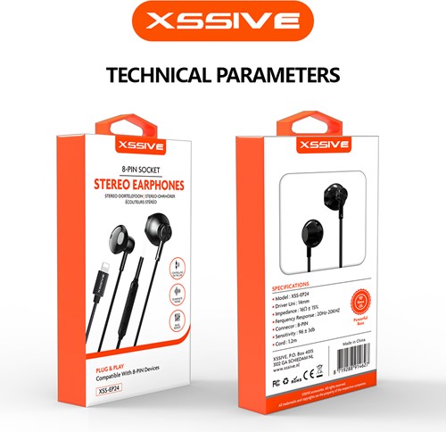 Xssive Stereo Kopfhörer für iPhone XSS-EP24 - Schwarz-2