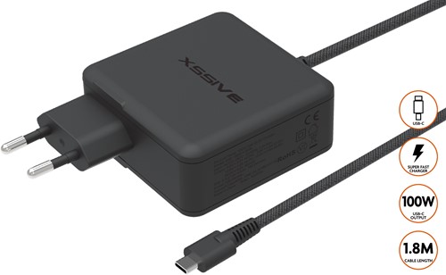 xssive 100W GaN Super Schnell USB-C Ladegerät XSS-100W 1.8MB - Schwarz 