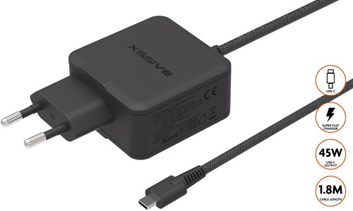 Xssive 45W GaN Super Schnellladegerät XSS-45W 1.8MB - Schwarz 