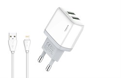 Xssive Duo USB Charger + 8-Pin Cable 2.1A XSS-AC54-IP - White 
