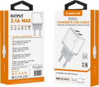 Xssive Duo USB Charger + USB-C Cable 2.1A XSS-AC54-C - White -2