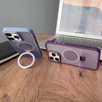 Xssive Back Case voor Magsafe Ronde Stand iPhone 12/12 Pro - Zwart-2