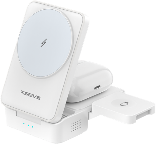 Xssive Chargeur sans fil induction magnétique 3en1 XSS-STAND12 - Blanc -3