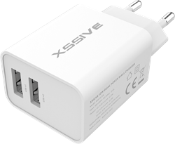 Xssive Duo USB Charger + Micro USB Cable 2.1A XSS-AC54-M - White 