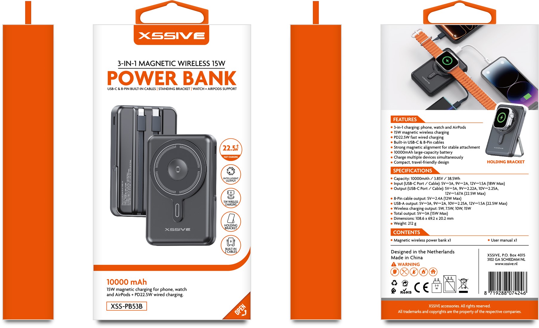 Xssive 3in1 Magnetic 15W Powerbank incl. Cable 10000mAh XSS-PB53B